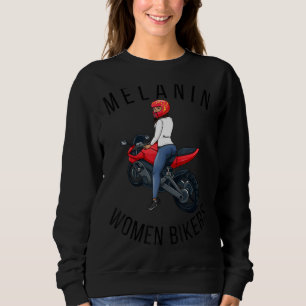 Sudadera Melanin Bike Rider Black Queen Women Motorcycle Bi