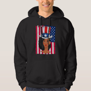 Sudadera Melanin Chica Negra Tío Sam Gorra 4 De Julio Mujer