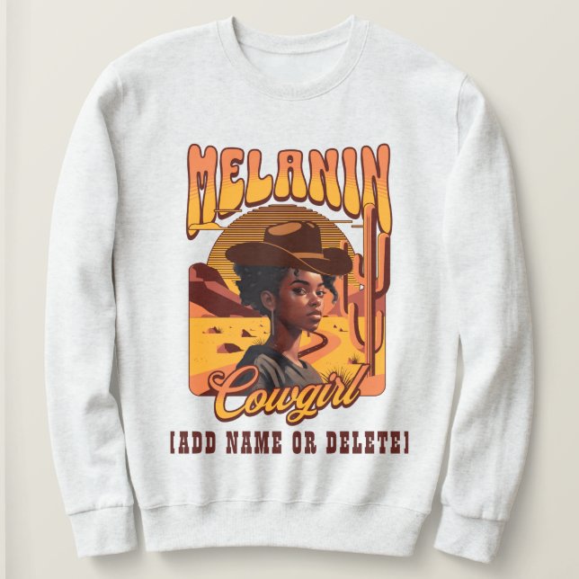 Sudadera MELANIN COWGIRL Chica negro Cowboy occidental (Anverso del diseño)