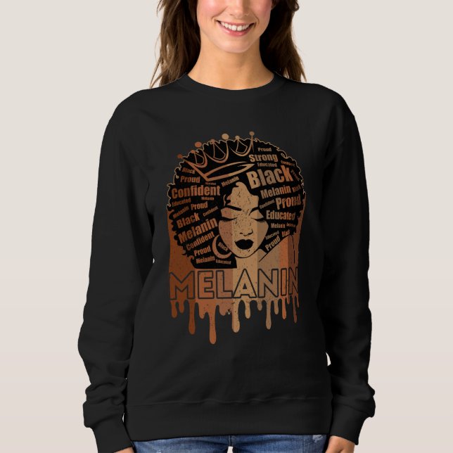 Sudadera Melanin Queen African American Strong Black Natura (Anverso)