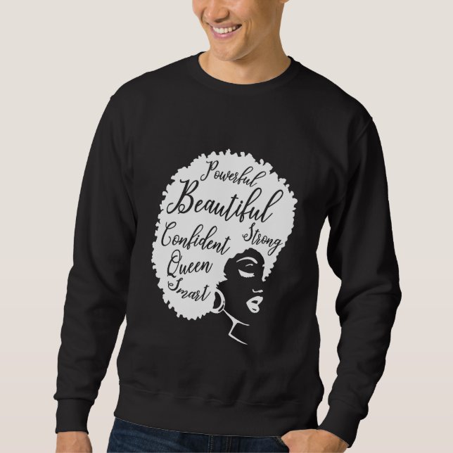 Sudadera Melanin Queen Afro Queen Powerful Beautiful (Anverso)