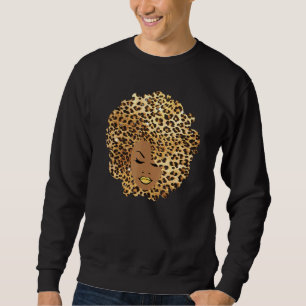 Sudadera Melanin Queen Leopard Afro Hair African American B