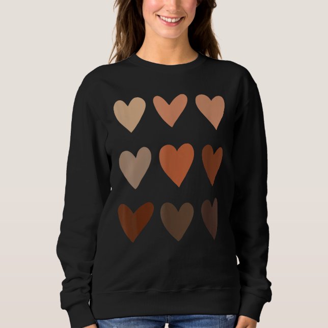 Sudadera Melanin Skin Tone Hearts, Be Kind, Black History M (Anverso)
