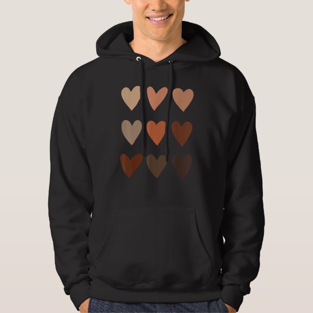 Sudadera Melanin Skin Tone Hearts, Be Kind, Black History M (Anverso)