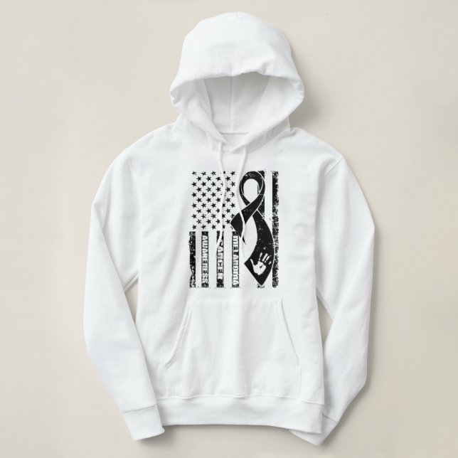 Sudadera Melanoma Cancer Awareness Flag Ribbon  (Diseño del anverso)