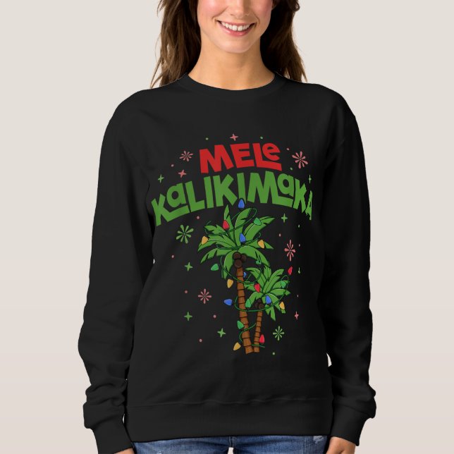 Sudadera Mele Kalikimaka Navidades hawaianos con luz de árb (Anverso)