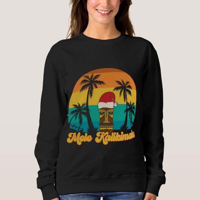 Sudadera Mele Kalikimaka Navidades hawaianos Tiki Santa Hat (Anverso)