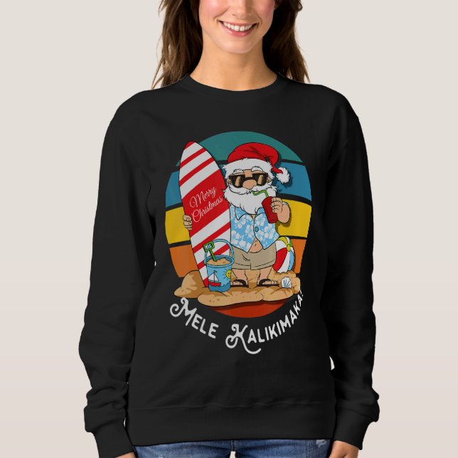 Sudadera Mele Kalikimaka Retro Navidades Hawaianos En Julio (Anverso)