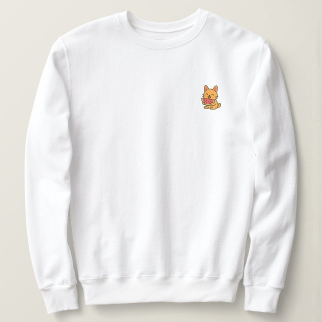 Sudadera Melón de agua para comer gato lindo - Impresión mí (Anverso del diseño)