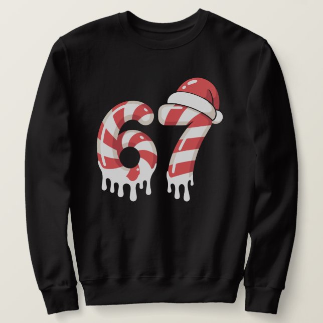 Sudadera Melting Candy Cane 67 Christmas "Six Seven"  Santa (Anverso del diseño)
