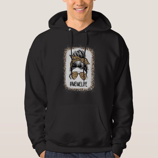 Sudadera Meme blanqueado Leopardo de la vida desordenado Dí (Anverso)