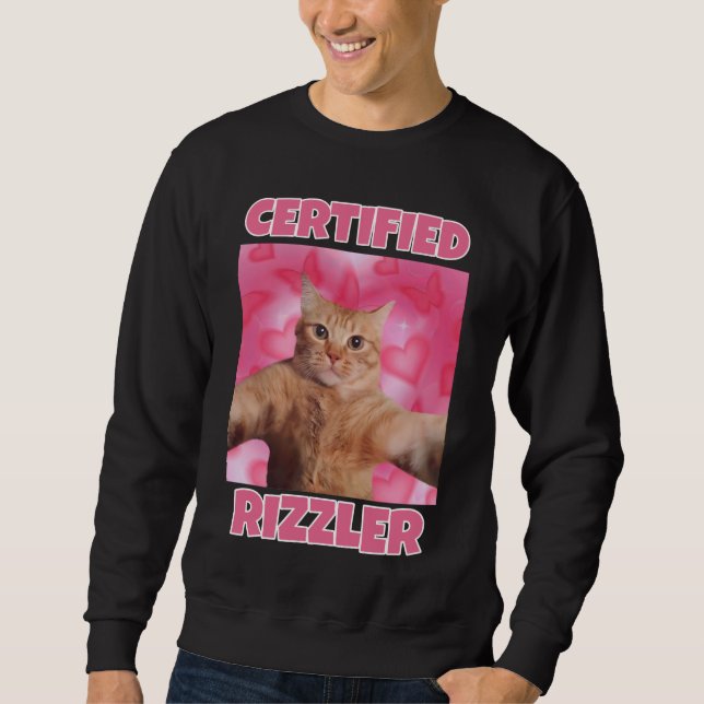 Sudadera Meme certificado del gato RIZZLER (Anverso)