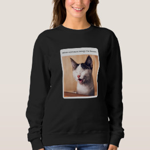 Sudadera Meme de gato cuando alguien me trae brocheta