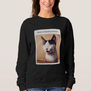 Sudadera Meme de gato cuando estoy escuchando podcast