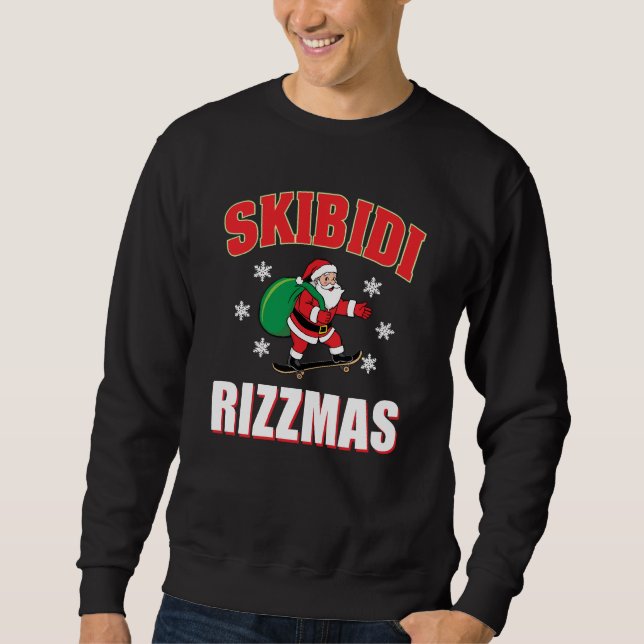 Sudadera Meme de Santa Claus Patinador Skibidi Rizzmas (Anverso)