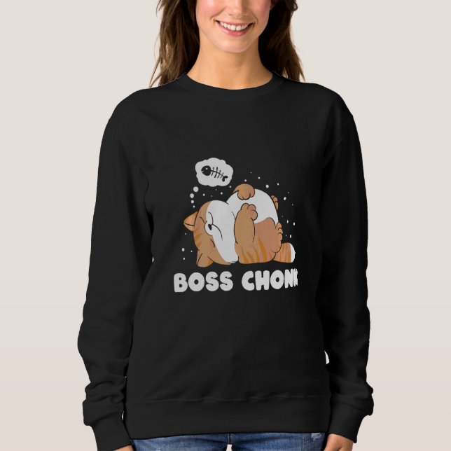 Sudadera Meme del gato del jefe Chonk Lazy Sleeping (Anverso)