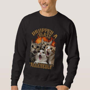 Sudadera Meme Divertido de Gato GenZ Gato Dejó Caer Vaso Pr