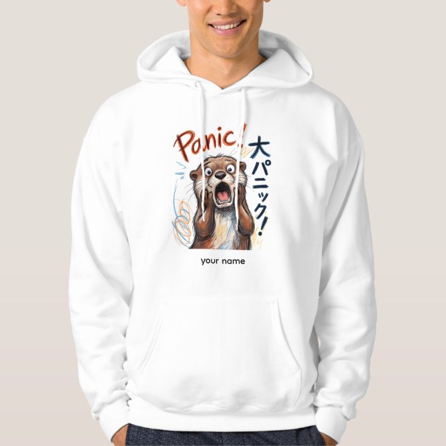 Sudadera Meme Divertido de Nutria en Pánico  (Anverso)
