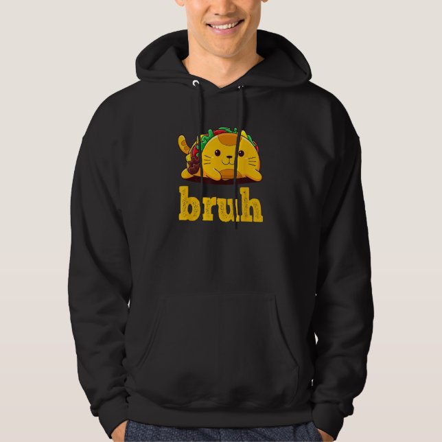 Sudadera Meme divertido del gato que dice Bruh con bruh (Anverso)