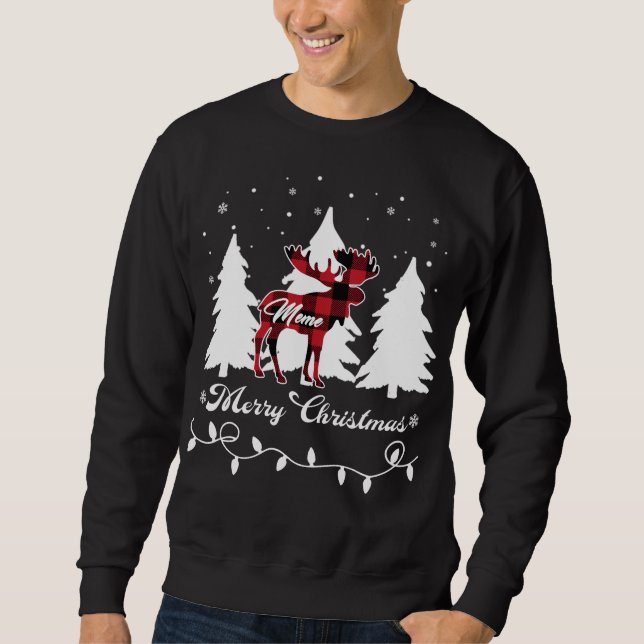 Sudadera Meme Moose Buffalo Red Plaid Christmas Matching Fa (Anverso)