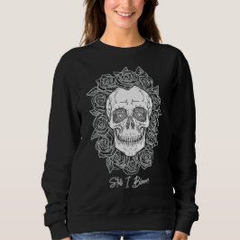 Sudadera ¡Memento Mori! Calavera y Rosas, mano dibujada