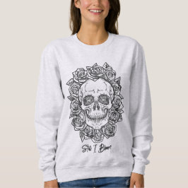 Sudadera ¡Memento Mori! Calavera y Rosas, mano dibujada