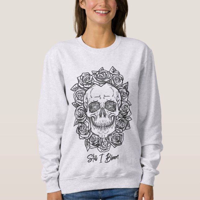 Sudadera ¡Memento Mori! Calavera y Rosas, mano dibujada (Anverso)