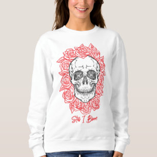 Sudadera ¡Memento Mori! Calavera y Rosas, mano dibujada