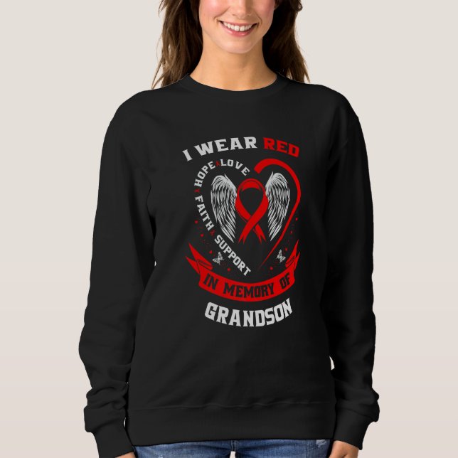 Sudadera Memorial Gifts For Loss of Grandson Heart Disease  (Anverso)