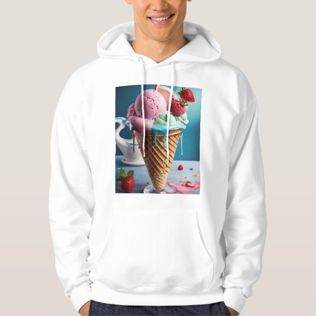 Sudadera Men’s Hoodie with Cool Ice Cream Design | Trendy I (Anverso)