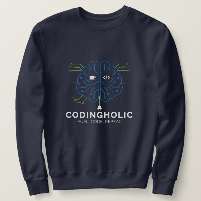 Sudadera Men Tech Brain Circuit Coding Graphic For Coders  (Anverso del diseño)