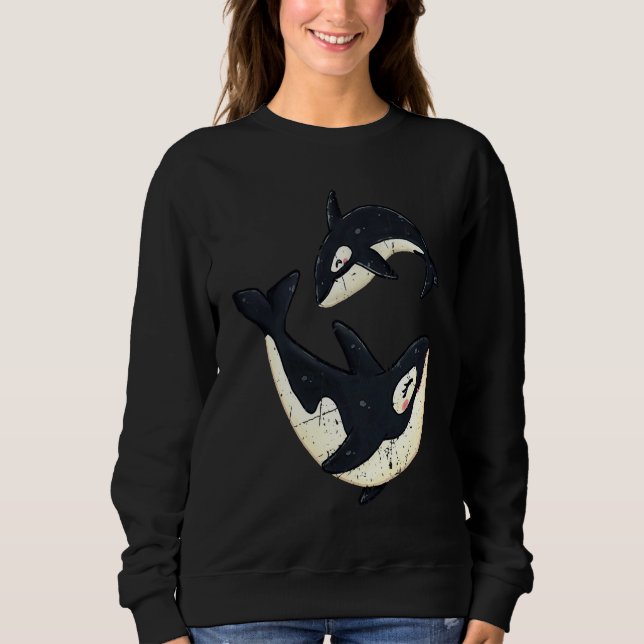 Sudadera Men Women Happy Orcas Killer Whale Cute Orca Lover (Anverso)