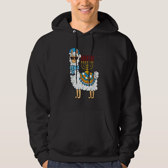 Sudadera Menorá Hanuká Llama Lindo Alpaca Chanuká (Anverso)