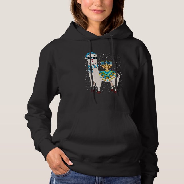 Sudadera Menorá Hanuká Llama Lindo Alpaca Janucá (Anverso)