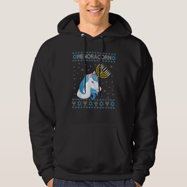 Sudadera Menoracorn Jewish Unicorn Hanukkah Jew Family Matc (Anverso)