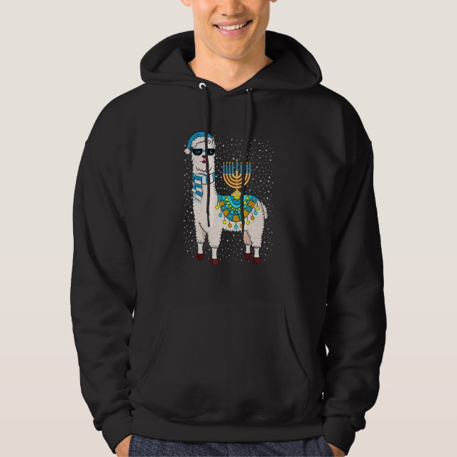 Sudadera Menorah Hanukkah Llama Cute Alpaca Chanukah (Anverso)