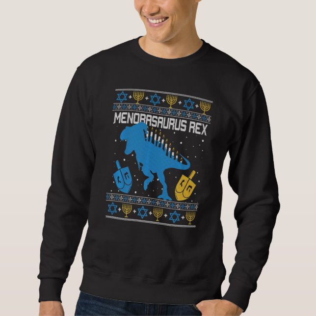 Sudadera Menorasauro Rex Dinosaur T Rex Hanukkah Menorah B (Anverso)
