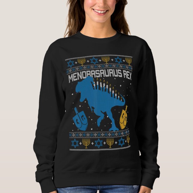 Sudadera Menorasauro Rex Dinosaur T Rex Hanukkah Menorah B (Anverso)