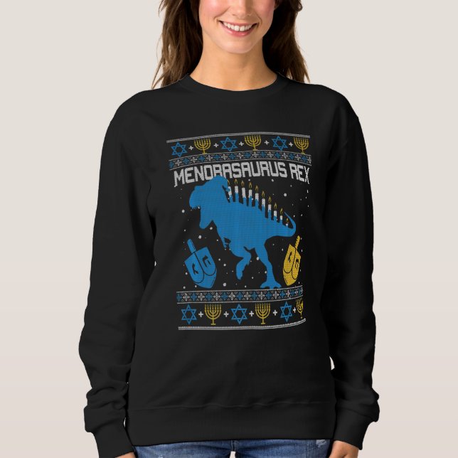 Sudadera Menorasauro Rex Dinosaur T Rex Hanukkah Menorah B (Anverso)