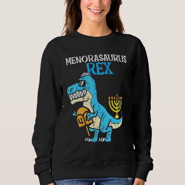 Sudadera Menorasaurus Rex Judío Dino Trex Niño Hanukk (Anverso)