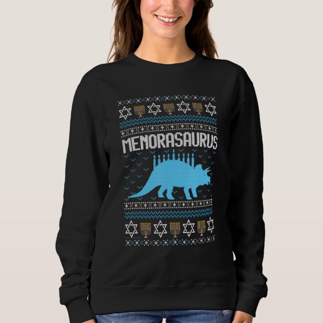 Sudadera menorasaurus rex rex dinosaur happy hanukkah chris (Anverso)
