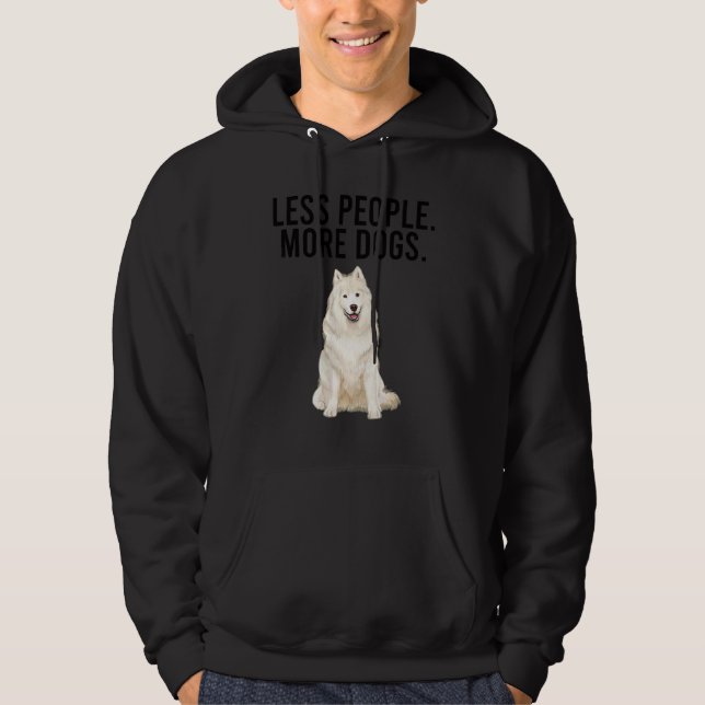 Sudadera Menos Gente Más Perros Samoyedo  Introvertido (Anverso)