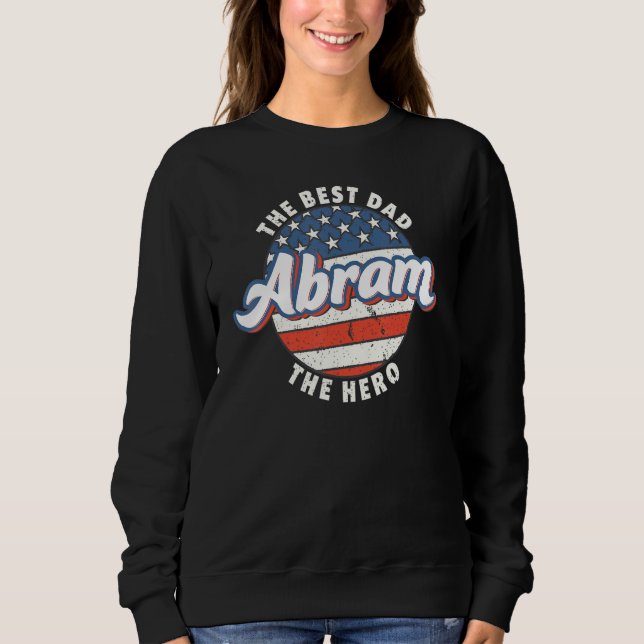 Sudadera Mens Abram Best Dad Hero US Flag Personalised Fath (Anverso)