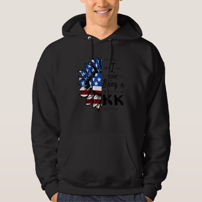 Sudadera Mens American Flag Sunflower I Love Being A Kk (Anverso)