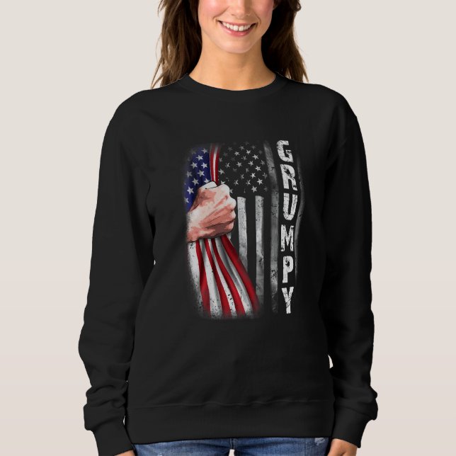 Sudadera Mens American Grumpy Flag Fist Bump Grumpy (Anverso)