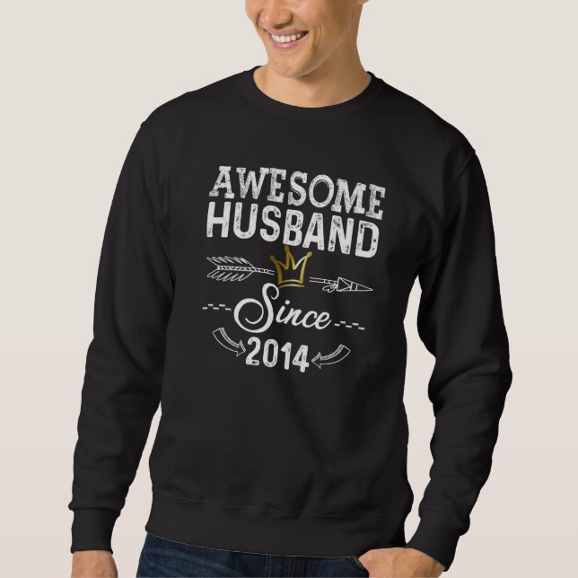 Sudadera Mens Awesome Husband Since 2014 Wedding Anniversar (Anverso)