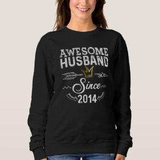 Sudadera Mens Awesome Husband Since 2014 Wedding Anniversar