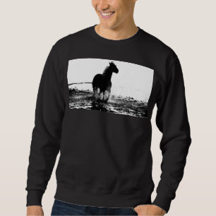 Sudadera Mens Basic Black Sweatshirt Running Horse Template