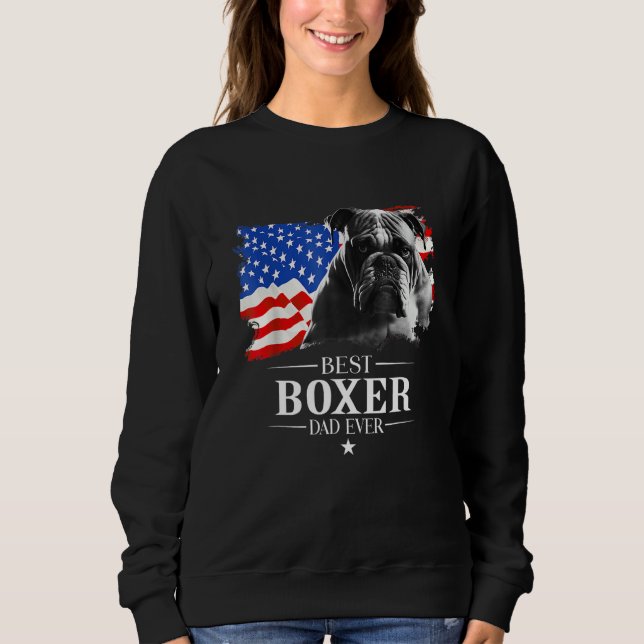 Sudadera Mens Best Boxer Dad Ever American Flag Father s Da (Anverso)
