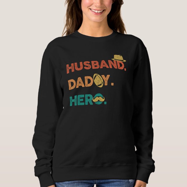 Sudadera Mens Best Dad Ever Husband, Daddy, Hero (Anverso)